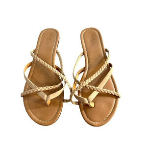 Charlotte Russ Womens Sandals Slip -On Braided Straps Tan Size 10